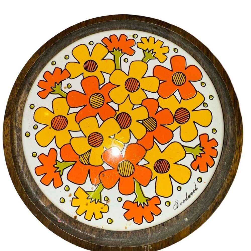 Vintage Mid-Century Goodwood Cheese Tray Orange Yellow Japan